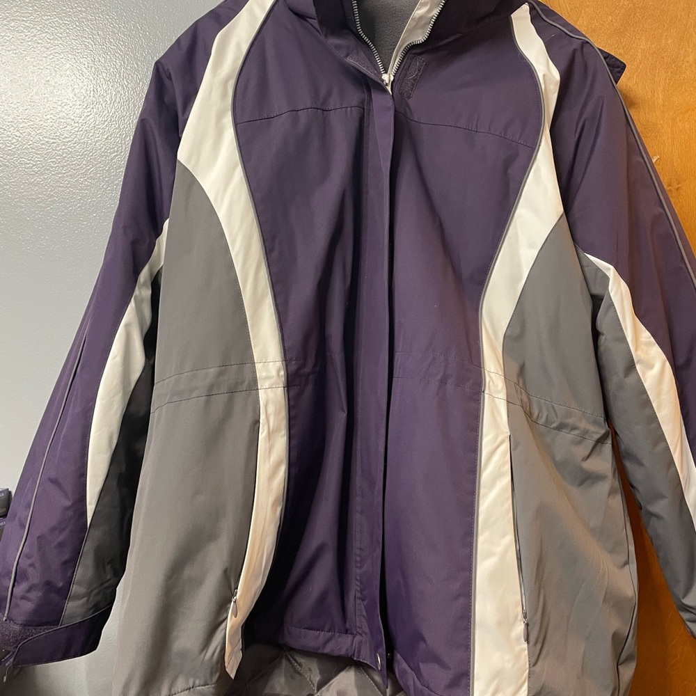 Below Zero Purple and Gray Hooded 3 in 1 Ski Jacket XL